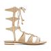 Schutz Erlina Gladiator Brush Sand Nude Leather Tie Up Flat Gladiator Sandals (5.5)