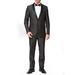 Adam Baker Men's 9-3402 Slim Fit One Button Satin Shawl Collar Tuxedo Suit - Charcoal - 46 Regular