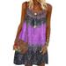 Colisha Boho Floral Print Dress For Women Summer Sleeveless Casual Swing T-Shirt Dress Loose Dresses Beach Dress Cover Ups