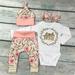 Newborn Infant Baby Girls Cute Sister Outfit Sister Letter Outfits Set Romper+Print Pant Set+Headband+Hat Fall Winter Clothes