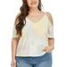 Avamo Womens L-4XL Plus Size Tie Dye T Shirts Loose Strappy Cold Shoulder Tops Basic V Neck T Shirts