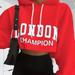 Women's Letter Printed Long Sleeve Hooded Slim Fit Cropped Midriff-Baring Hoodie