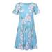 Tuscom Summer Boho Floral Printed Pockets Sundress for Women Plus Size Short Sleeve Mini Sun Tee Dresses Casual Swing Dress