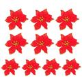 Mojoyce 10pcs Xmas Flowers Decor Festival Wreath Glitter Hanging Pendant (Red)