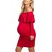 Women's Ruffled Off Shoulder Long Sleeve Strapless Maternity Dress for Photography Maternity Gown for Photoshoot