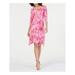 NY COLLECTION Womens Pink Tie Dye 3/4 Sleeve Keyhole Above The Knee A-Line Party Dress Size PS