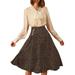 Allegra K Junior's Elastic Waist Zipper Vintage Polka Dots Midi Skirt