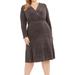 Womens Ribbed Surplice Plus Sheath Dress 14W