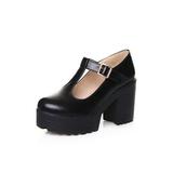 LUXUR Women Solid Shoes Platform Pumps Round Toe High Heel Comfort Mary Jane Shoes