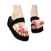 Avamo Women Slide Flower Strap Platform Clip Toe Shoes Flat Sandal Slippers Wedge Shoes