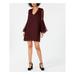 AVEC LES FILLES Womens Maroon Lace Bell Sleeve V Neck Mini Shift Party Dress Size 6