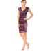 Nicole Miller Artelier PLUM Solid Techno Metal Beckett V-Neck Wrap Dress, US 2