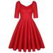 MintLimit Women's Vintage 1950s Retro Rockabilly Prom Dresses 3/4 Sleeve Button Cocktail Dress Pockets