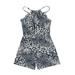 Owl's-Yard Little Girl Summer Short Jumpsuits, Trendy Leopard Print Halter Neck Sleeveless One-Piece Rompers CQhh