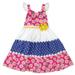 Little Girls Blue & Pink Floral Polka Dot Daisy Sun Dress Cotton Sundress 6