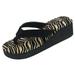 StarBay Women's Comfort Low Wedge PU upper Black Heel EVA Thong FlipFlop Sandal Platform Shoes With Animal Tiger Print
