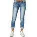 Women Ripped Boyfriend Jeans Distressed Jeans Stretch Skinny Jeans Mid Rise Denim Pants