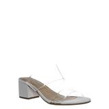 Soap by City Classified, Transparent Block Heel Mule - 90s Retro Lucite Clear Twin Strap Slides (Woman)