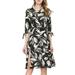 Allegra K Women's Floral Half Sleeves Side Slit Chiffon Midi Dress