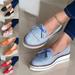 Avamo Women Slip On Platform Penny Loafers High Heel Wedge Moccasins Walking Sneakers