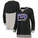 TCU Horned Frogs Women's Striped Panel Oversized Long Sleeve Tri-Blend Tunic Shirt - Heathered Charcoal