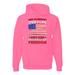 Our Flag You Veterans Mens Americana / American Pride Hooded Sweatshirt Graphic Hoodie, Neon Pink, Small