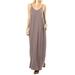 LELINTA Fashion Long Dress Womens T-Shirt Long Maxi Dress Split Evening Party Shirt Dress Summer Plus Size Beachwear with Pockets, Beige