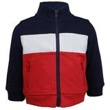 Janie And Jack Red / White Blue Colorblocked Track Jacket - 6-12 Months