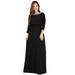 Fanny Fashion Womens Black Rhinestone Boat Neck Evening Gown