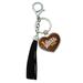 Willy Wonka and the Chocolate Factory Wonka Bar Logo Chrome Plated Metal Heart Leather Tassel Keychain