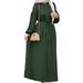 ZANZEA Women Stitching Lace-up Puff Long Sleeve Muslim Long Dress