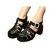 Rotosw Women's T-Strap Jelly Platform Heel Rain Buckle Chunky Heel Sandals