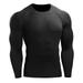 Spring Autumn Men's Sports Stretch Quick-drying Long-sleeved Compression Tight Fitness Running Muscle T-Shirts Black 2XL