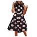 Mnycxen Women's Sexy Summer Dress Women Sleeveless Flowers Print Mini Casual Mock Neck Summer Holiday Shift Dress