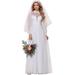 Ever-Pretty Womens Puff Sleeve Maxi Chiffon Simple Bridal Dresses 04592 White US6