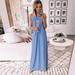 New Women's Hanging Neck Sling Big Swing Dress Solid Color Sexy Dress