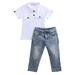 LA HIEBLA 2PCS Toddler Kid Baby Boy Top T-shirt Denim Jeans Pants Outfit