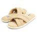 Women's Soft Criss Cross Slide W/Quilted Terry Stitch Open Toe Slipper W/ Memory Foam