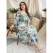 Women's Plus Size Floral Print Shirred A-line Dress