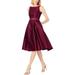 Adrianna Papell Womens Mikado Embellished Belted Party Dress