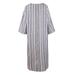 Cotton And Linen Casual Full Sleeve Long Dresses Women Fashion Loose Striped Dress