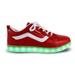 Family Smiles LED Light-Up Sneakers Low Top USB Charging Lace-Up Men Women Unisex Shoes Red