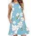 UKAP Women Summer Casual Floral Beach Dress Sleeveless Round Neck T Shirt Dresses Tank Dress Sundress Plus Size