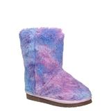 AliceK by Bamboo, Kids Fluffy Faux Fur Mukluk - Children Rainbow Winter Slipper Boots