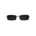 Mens Retro Vintage Narrow Rectangular Pimp Metal Sunglasses Silver Black