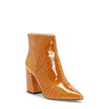 Vince Camuto Benedie Flex Camel Croco Patent Pointed Toe Leather Ankle Bootie (6.5, FLEX)