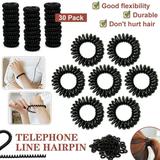 LNKOO 30 Pcs Spiral Hair Ties, Coil Hair Ties for Thick Hair, Ponytail Holder Hair Ties for Women , No Crease Hair Ties, Phone Cord Hair Ties for all Hair Types with Plastic Spiral