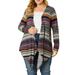 Agnes Orinda Women's Plus Size Color Block Striped Open Front Cardigan