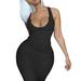 Ribbed V Neck Skinny Tank Long Dresses Women Solid Bodycon Fashion Birthday Outfits Bodycon Sexy Club Party Maxi Dress