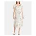 RALPH LAUREN Womens White Belted Floral Short Sleeve V Neck Midi Sheath Dress Size 12